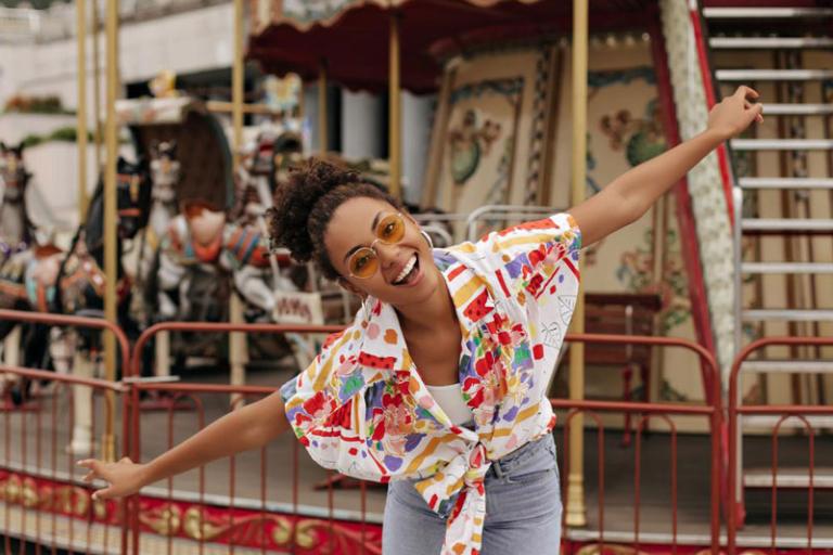 woman and carousel