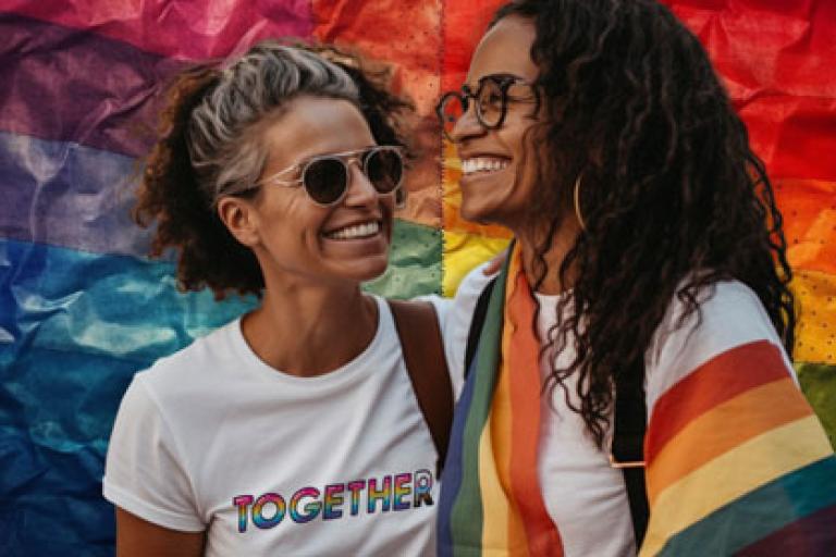 mother and daughter celebrating pride